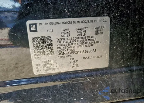 2020 Chevrolet Blazer Rs из США, поврежденный, VIN 3GNKBERS5LS598563